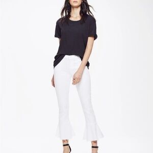MOTHER NEW The Cha Cha Fray in Glass Slipper White Flare Bell Jeans - Size 30